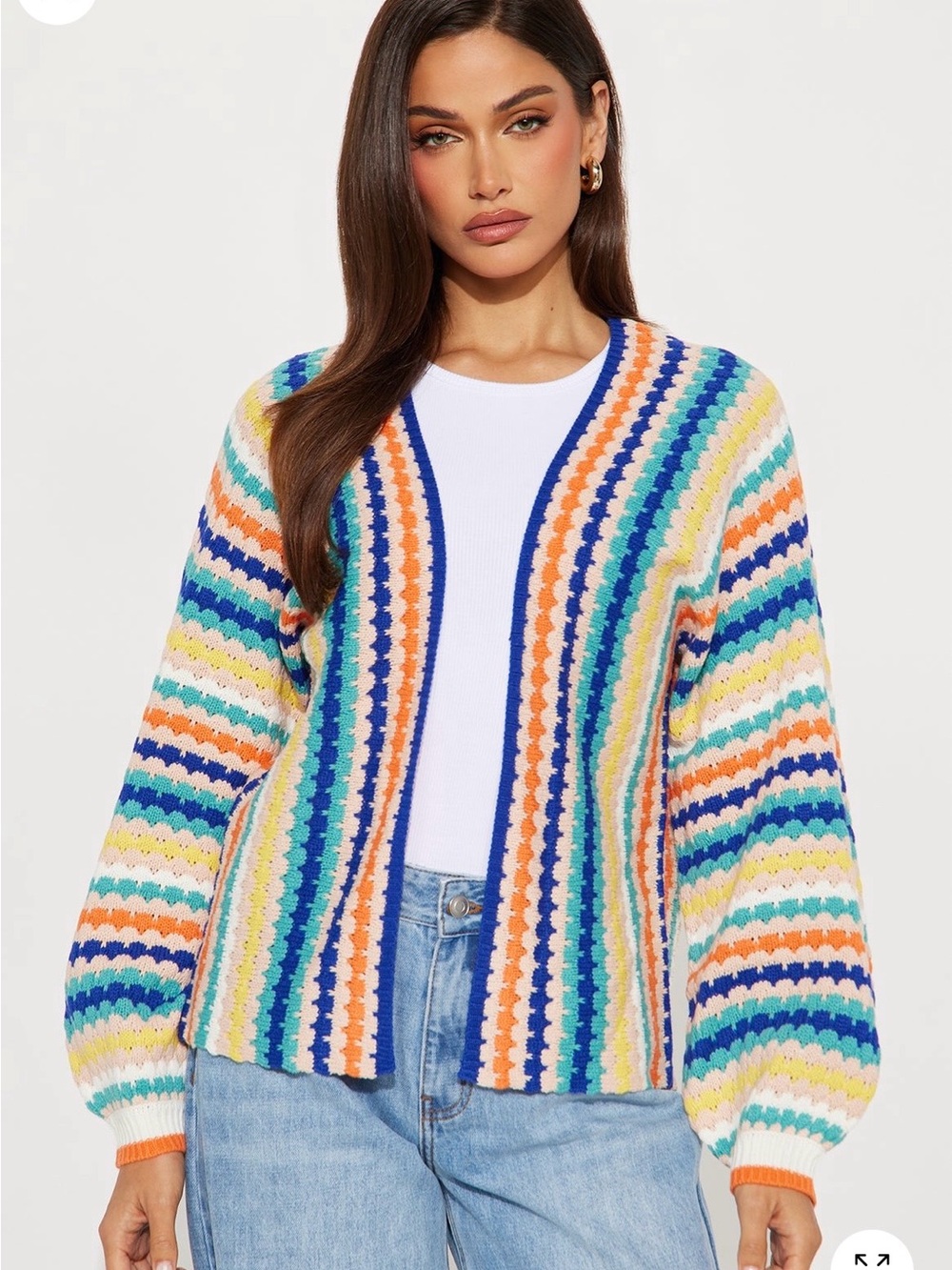 Brand New | Multicolor Striped Open Front Sweater Cardigan